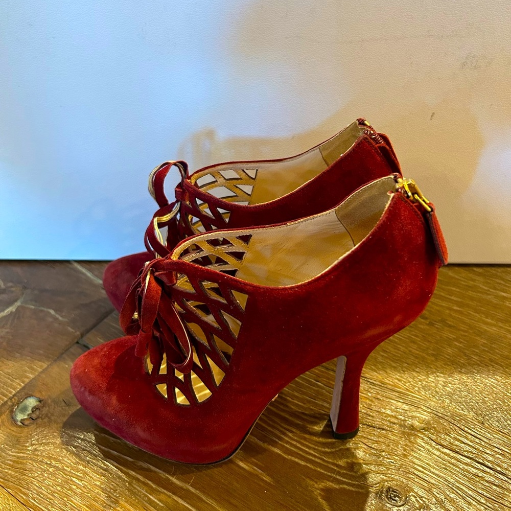 Prada Suede Lace Up Heels